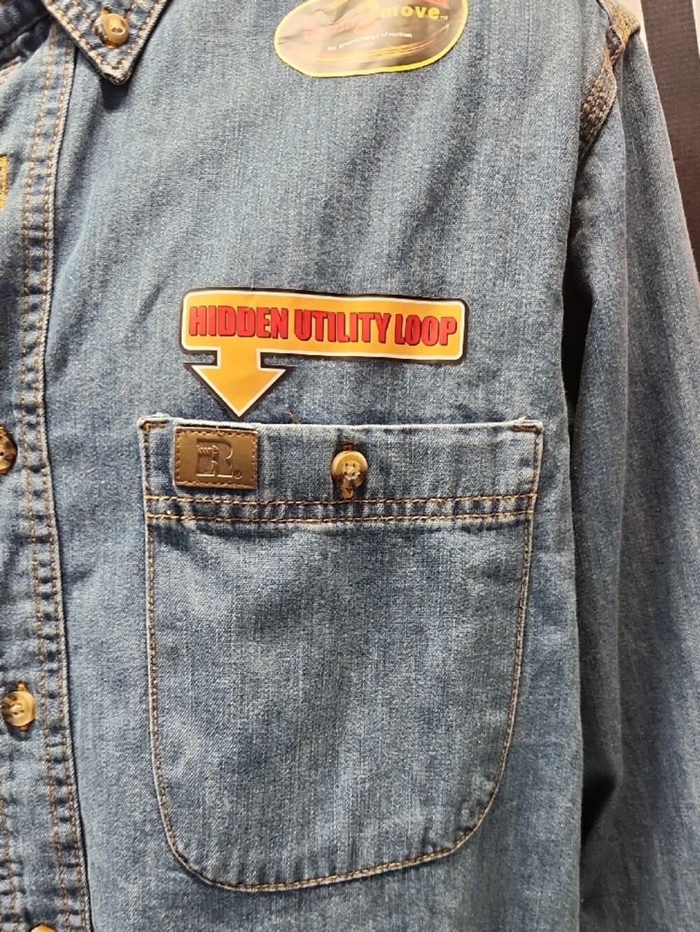 Wrangler Riggs Workwear Blue Denim Button-Front Work Shirt (L) NWT - Picture 4 of 12